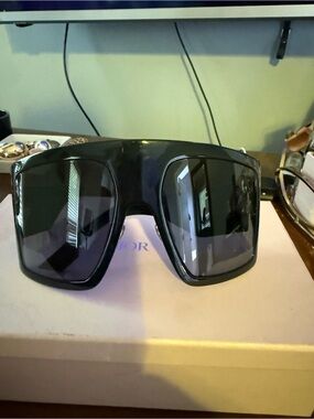 Dior Black Oversized Sunglasses with Gold Logo- Authentic